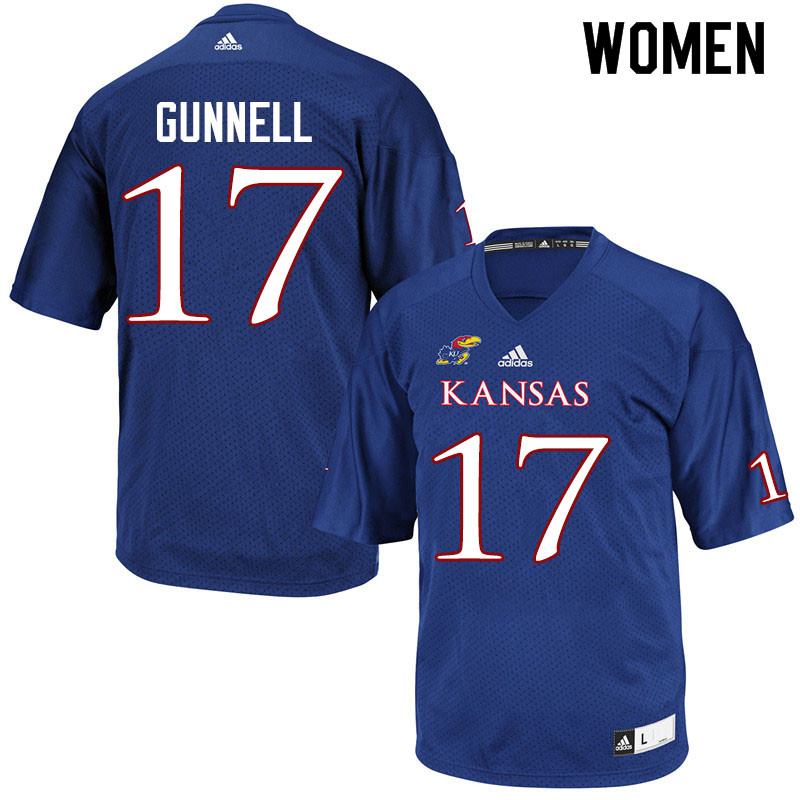 Women #17 Grant Gunnell Kansas Jayhawks College Football Jerseys Sale-Royal - Click Image to Close